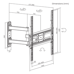 Sbox PLB-3644-2 32"-55" dönthető, forgatható TV fali konzol