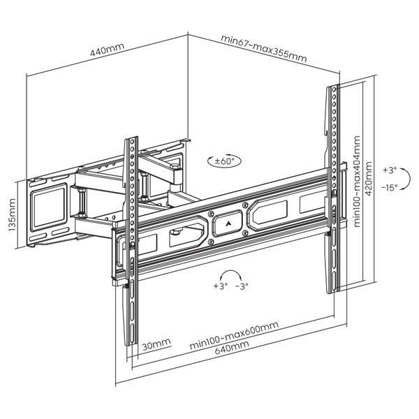 Sbox PLB-3646-2 37"-80" dönthető,forgatható fali TV konzol