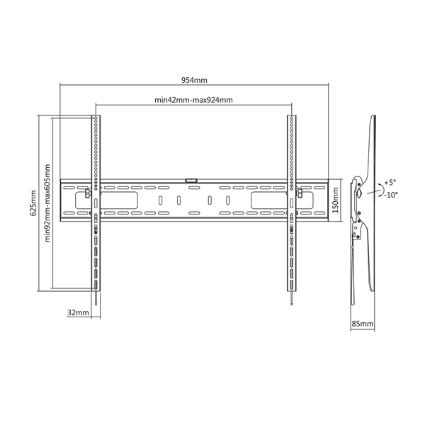 Sbox PLB-4269T 60"-100" dönthető fali TV konzol