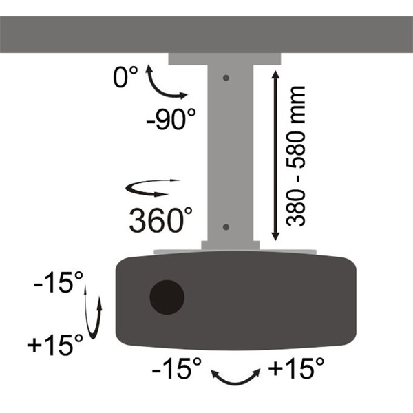 Sbox PM-18S dönthető, forgatható mennyezeti projektortartó