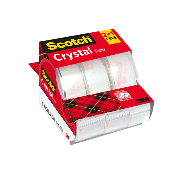 Scotch Crystal Clear 19mmx7,5m 2+1 ragasztószalag-adagoló