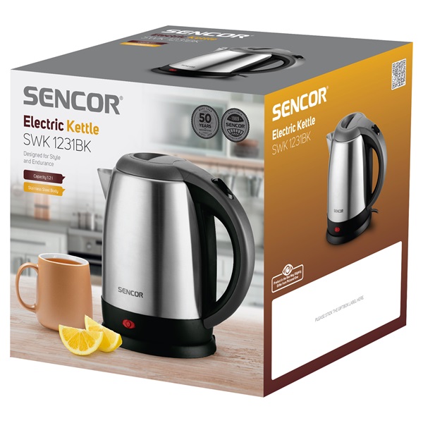 Sencor SWK 1231BK 1,2l inox fekete vízforraló