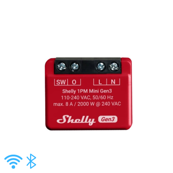 Shelly 1PM mini (3. generációs) 8A egy áramkörös WiFi-s okosrelé