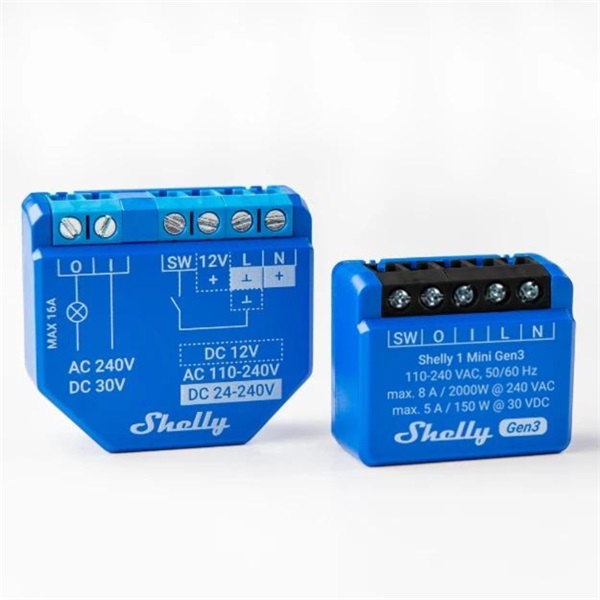 Shelly 1 mini (3. generációs) 8A egy áramkörös WiFi-s okosrelé