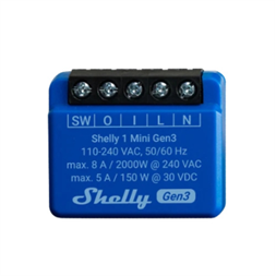 Shelly 1 mini (3. generációs) 8A egy áramkörös WiFi-s okosrelé