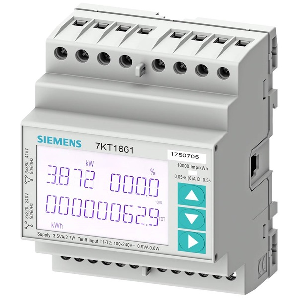 Siemens 7KT1662 SENTRON 7KT PAC1600 LCD 230 V Modbus RTU + MID/kalapsínre fogyasztásmérő