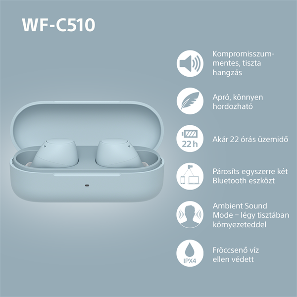 Sony WFC510L.CE7 True Wireless Bluetooth kék fülhallgató