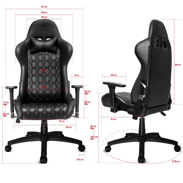 Spirit of Gamer BLACKHAWK Leather fekete bőr gamer szék