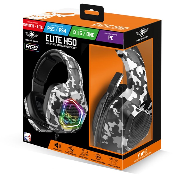 Spirit of Gamer ELITE H50 Arctic RGB gamer headset