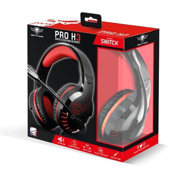 Spirit of Gamer PRO-H3 Nintendo Switch piros gamer headset