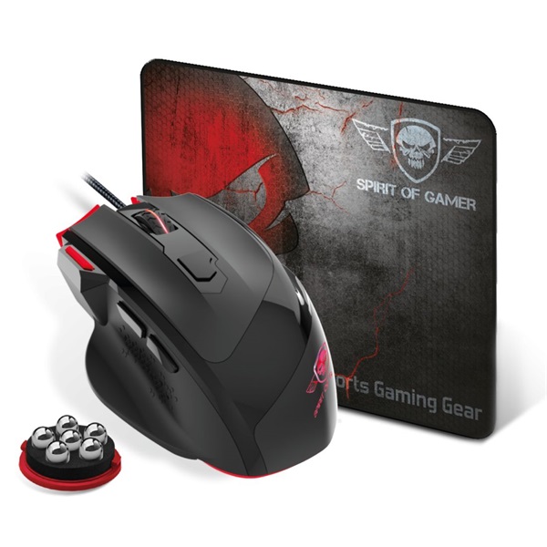 Spirit of Gamer PRO-M3 3200DPI fekete gamer egér + egérpad