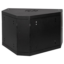 Stalflex CRC19-6U-330GB 19" 6U 330mm mély lapraszerelt fekete üveg ajtós fali rack sarokszekrény