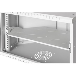 Stalflex CRC19-6U-330GG 19" 6U 330mm mély lapraszerelt szürke üveg ajtós fali rack sarokszekrény