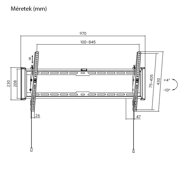 Stansson WM-4390-4 43"-90" dönthető fali TV konzol