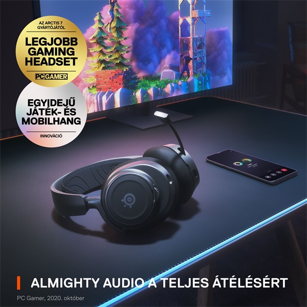 Steelseries Arctis Nova 7 vezeték nélküli fekete gamer headset