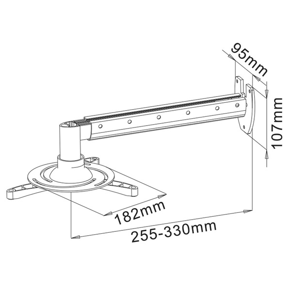 Stell SHO 1092 25 -33cm, 15°, 15kg ezüst fali kihúzható projektor tartó