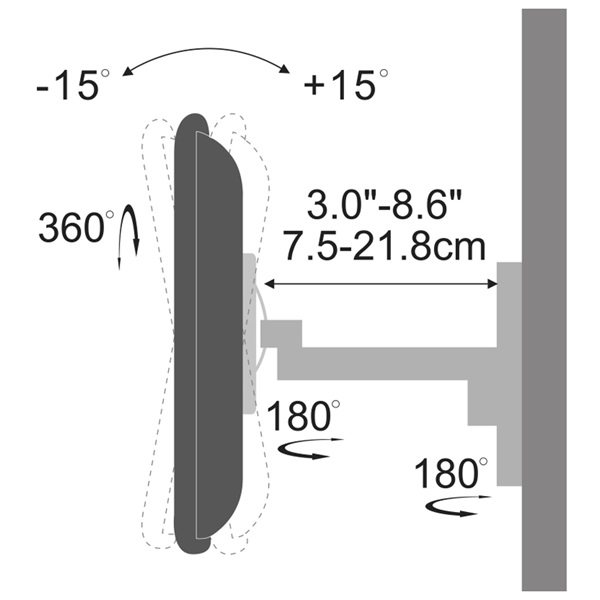 Stell SHO 1161 13"-40" VESA 200x200 kihúzható, dönthető, forgatható fali konzol