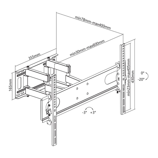 Stell SHO 4620 37"-70" VESA 600x400 kihúzható fali konzol