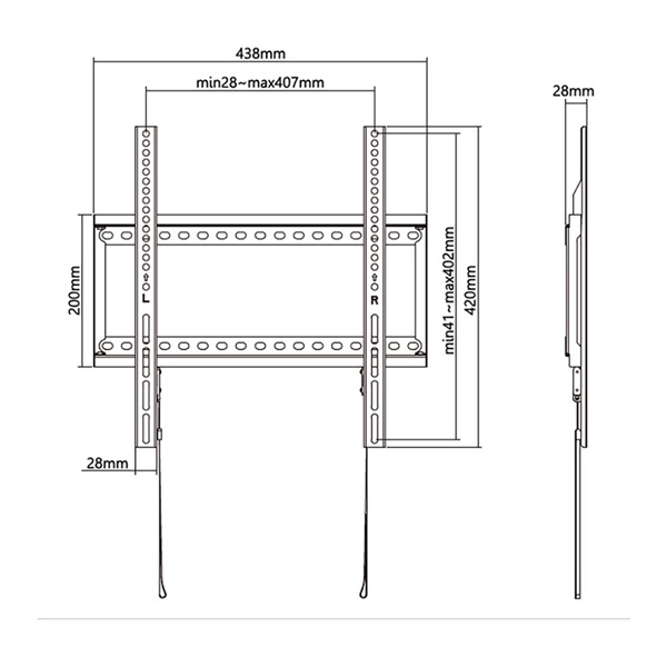 Stell SHO 5200 32"-70" fix fekete fali konzol