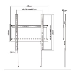 Stell SHO 5200 32"-70" fix fekete fali konzol