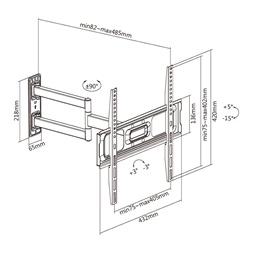 Stell SHO 5600 32"-55" VESA 400x400 kihúzható fali konzol