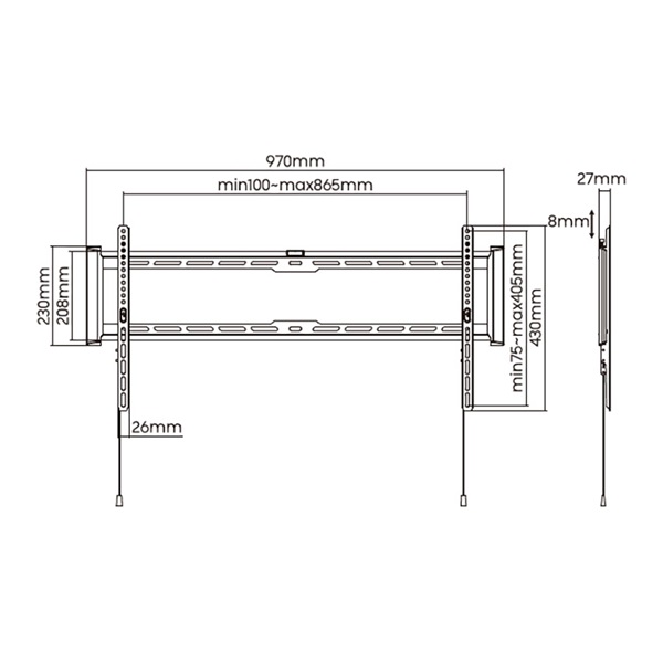 Stell SHO 7210 43"-90" fix fekete fali konzol