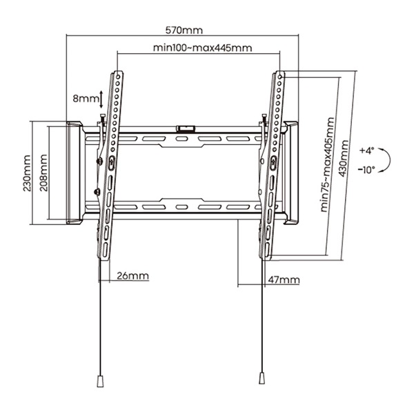 Stell SHO 7400 32"-70" dönthető fekete fali konzol