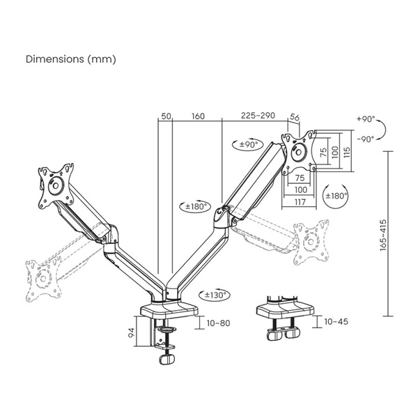 Stell SOS 2121 17"-32" kétkaros asztali monitor tartó konzol