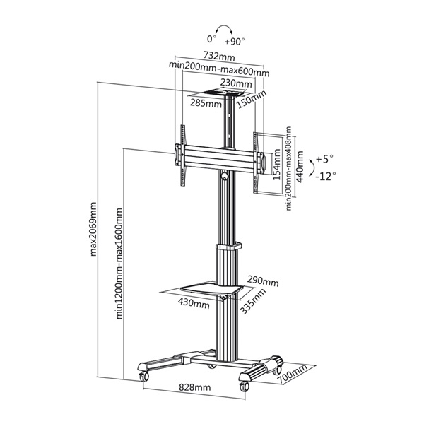 Stell SOS 4100 Profi 40"-100" VESA 600x400 prezentációs állvány