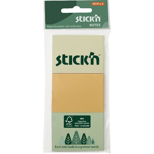 Stick`N 38x51 mm 3x100 lap (3 tömb/csomag) vegyes pasztell színek öntapadó jegyzettömb