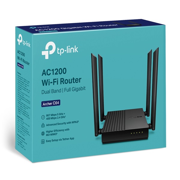 TP-Link Archer C64 C1200 MU-MIMO Vezeték nélküli Gigabit router