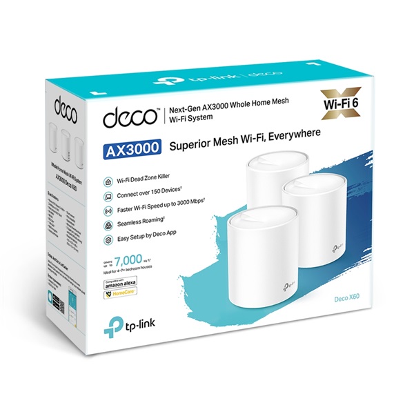 TP-Link Deco X60 AX3000 Whole Home Mesh Wi-Fi 6 Vezeték nélküli rendszer (2db-os)