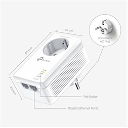 TP-Link TL-PA7027P AV1000 2-Port Gigabit Passthrough Powerline Starter Kit