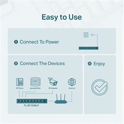 TP-Link TL-SF1008LP 8x10/100Mbps LAN port 4xPoE nem menedzselhető asztali switch