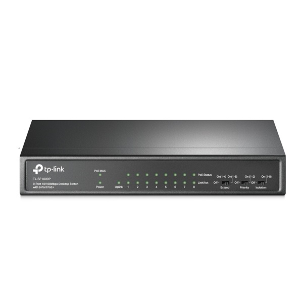 TP-Link TL-SF1009P 9x10/100Mbps LAN port 8xPoE+ nem menedzselhető asztali switch