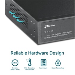 TP-Link TL-SL1218P 16xFE PoE+ LAN 2xGbE LAN 1xRJ45/SFP Combo port PoE+ switch