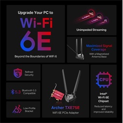 TP-Link Archer TXE75E AXE5400 Wi-Fi 6E Bluetooth 5.2 PCIe Adapter