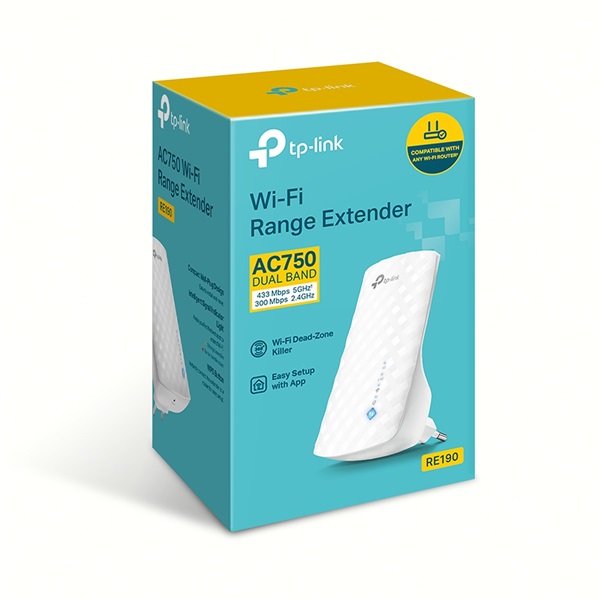 TP-Link RE190 AC750 Dual-Band Vezeték nélküli Range Extender