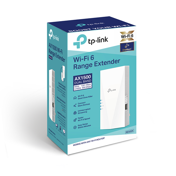 TP-Link RE500X AX1500 Mesh Wi-Fi 6 802.11ax Vezeték nélküli Range Extender