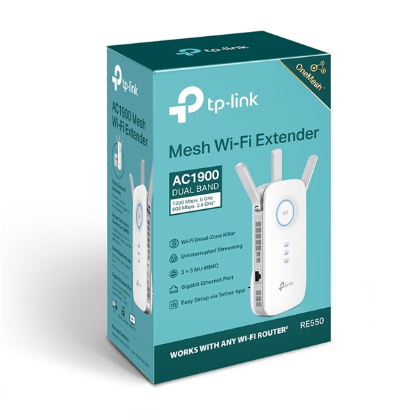 TP-Link RE550 AC1900 Mesh Dual-Band Vezeték nélküli Range Extender