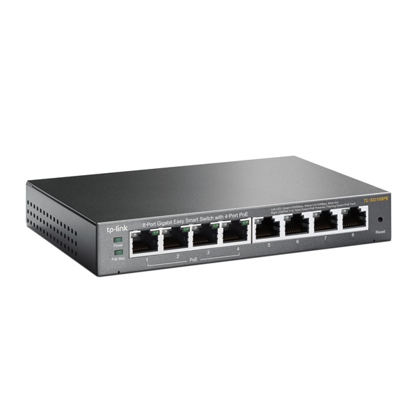 TP-Link TL-SG108PE 8port GbE LAN 4x PoE menedzselhető asztali Switch