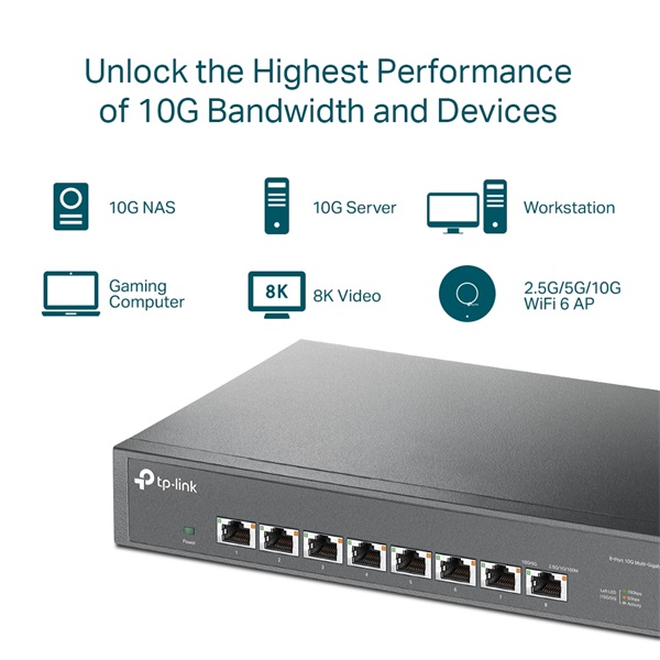 TP-Link TL-SX1008 8x10GbE LAN port nem menedzselhető asztali/rack switch