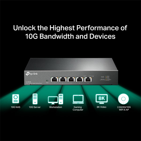 TP-Link TL-SX105 5x10GbE LAN port nem menedzselhető asztali switch