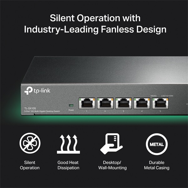 TP-Link TL-SX105 5x10GbE LAN port nem menedzselhető asztali switch