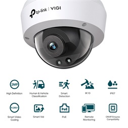 TP-Link VIGI C220I /2MP/2,8mm/kültéri/H265/IR30m/Smart Detection/IP dómkamera