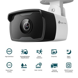 TP-Link VIGI C340I /4MP/2,8mm/kültéri/H265/IR30m/Smart Detection/IP csőkamera