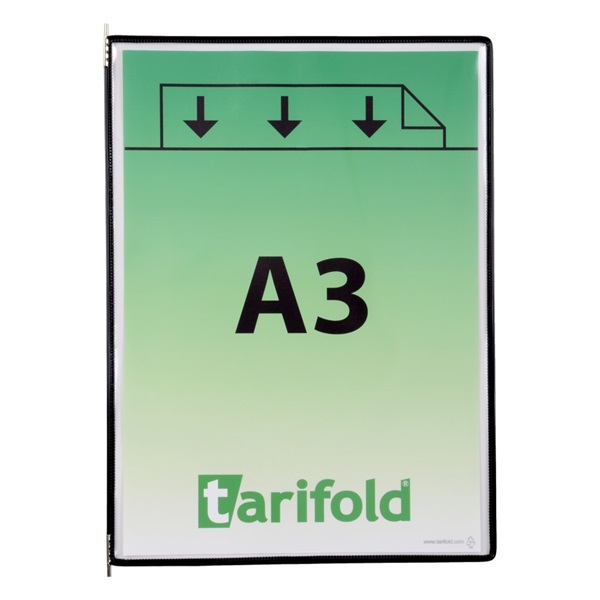 Tarifold A3 álló felül nyitott 10darab fekete bemutatótábla