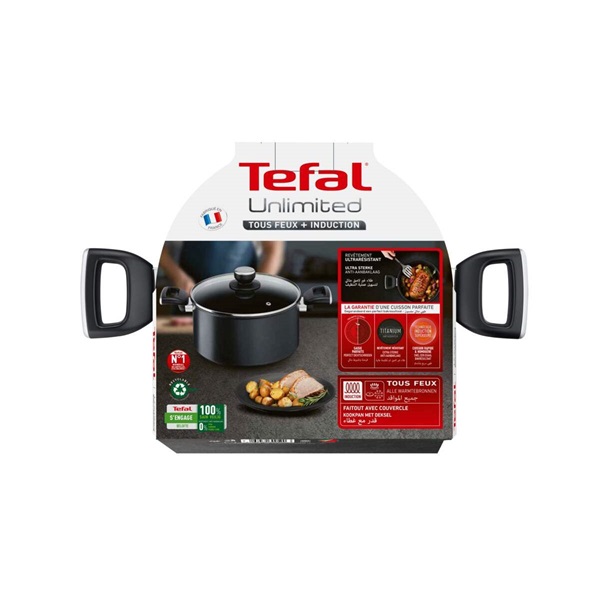 Tefal G2554672 Unlimited 24 cm-es fekete alumínium lábas és fedő szett