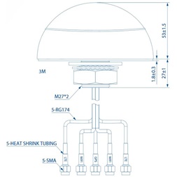 Teltonika PR1KCO28 combo MIMO Moblie/GNSS/WiFi SMA tető antenna