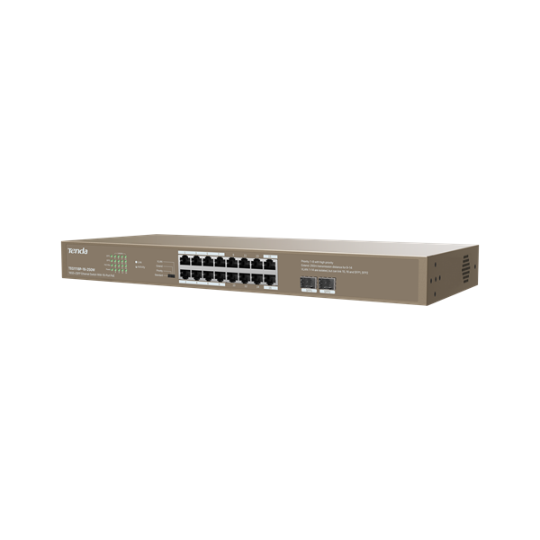 Tenda TEG1118P-16-250W 16xGbE PoE LAN 2xSFP port nem menedzselhető PoE switch